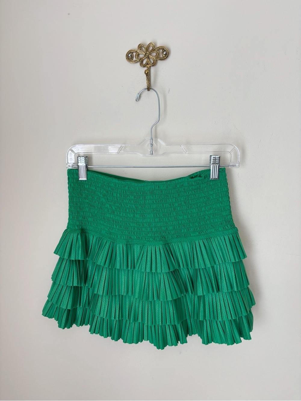 Catch + Club Kelly Green Tiered Smocked Skort Skirt Small